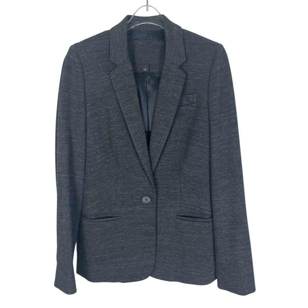 J.Crew Collection Button Front Blazer Stretch Classic Preppy Casual Womens Sz 2 - Picture 2 of 15